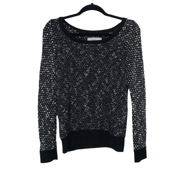 LOFT Sweaters - Ann Taylor Loft Open Weave Black White Sweater size XS